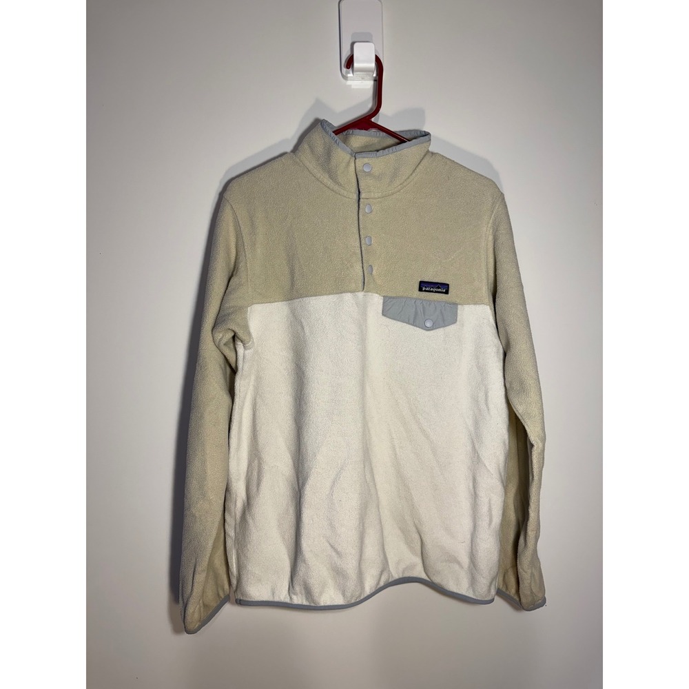 Patagonia Synchilla Lightweight Snap-T Fleece Pullover Womens Large Cream Tan